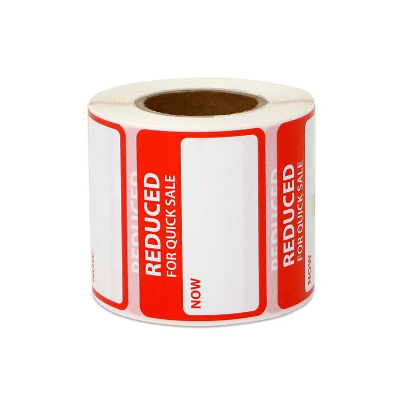 OfficeSmartLabels Reduced for Quick Sale Now for Retail Clearance Price Tag Stickers - 1.65 x 1.15 Inch Custom Writable Label Pricing Stickers - Pressure Sensitive Adhesive, Semi-Gloss Coated - 300 Labels/Roll - Image 1